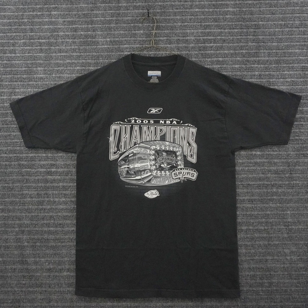 Vintage 00s Reebok San Antonio Spurs T-Shirt Men M Black 2005 NBA Champions